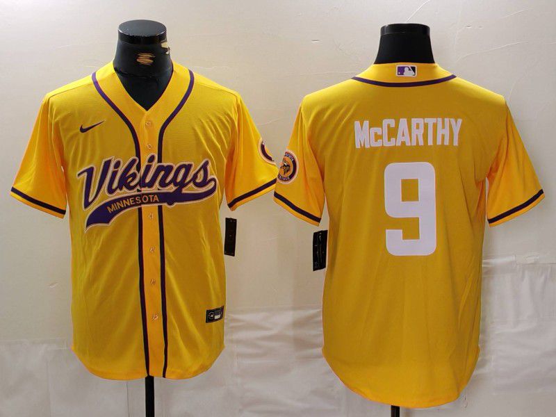 Men Minnesota Vikings 9 Mccarthy Yellow Joint Name 2024 Nike Limited NFL Jersey style 6